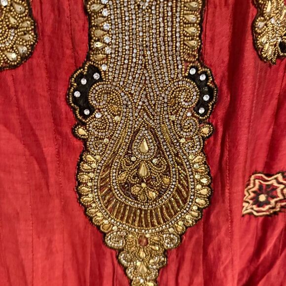 indian pakistani youth girls dress top‎ only 40 embroidered sequins red gold - Picture 3 of 5